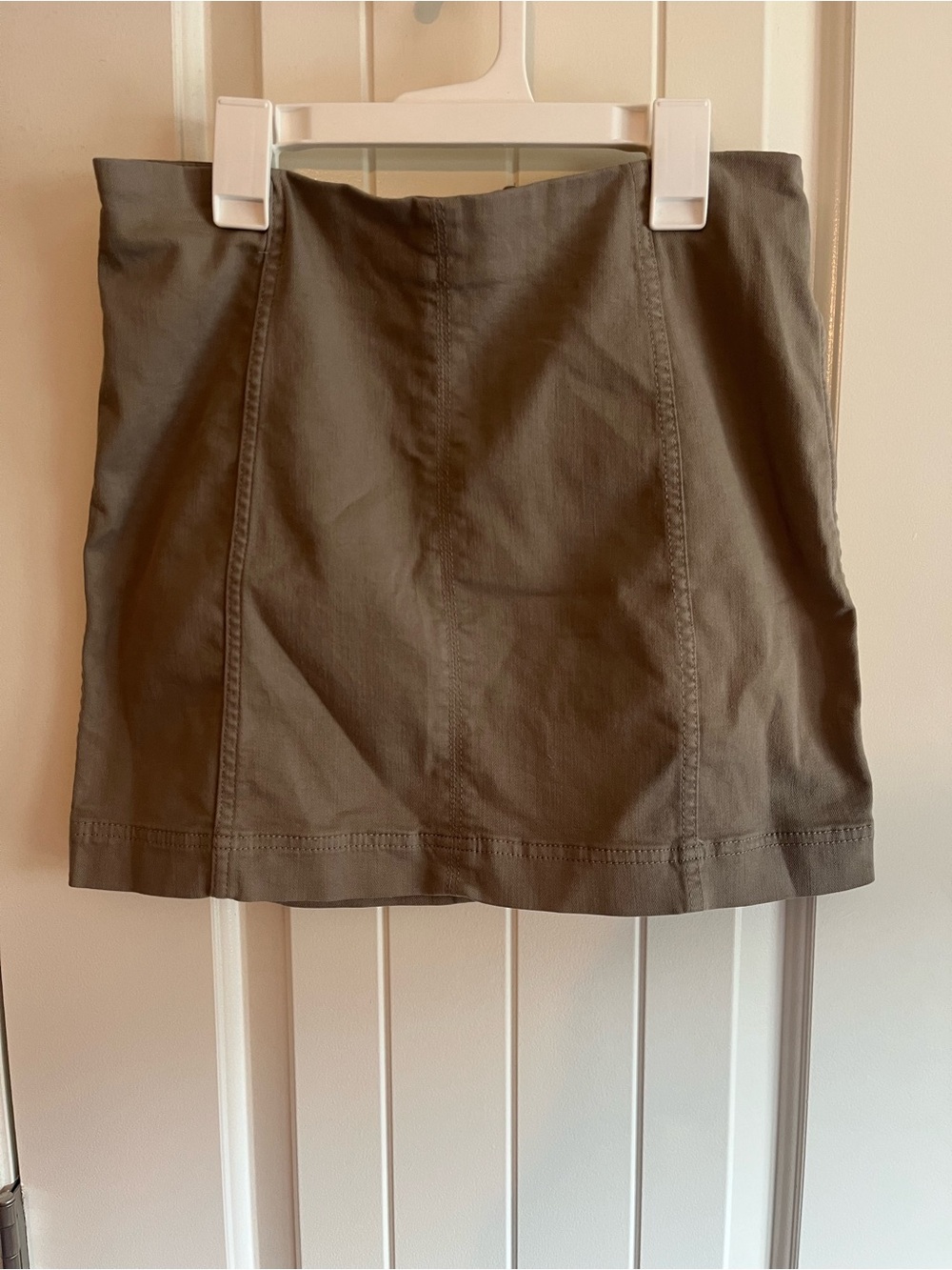 Stretch Denim Women's Mini Skirt in Olive